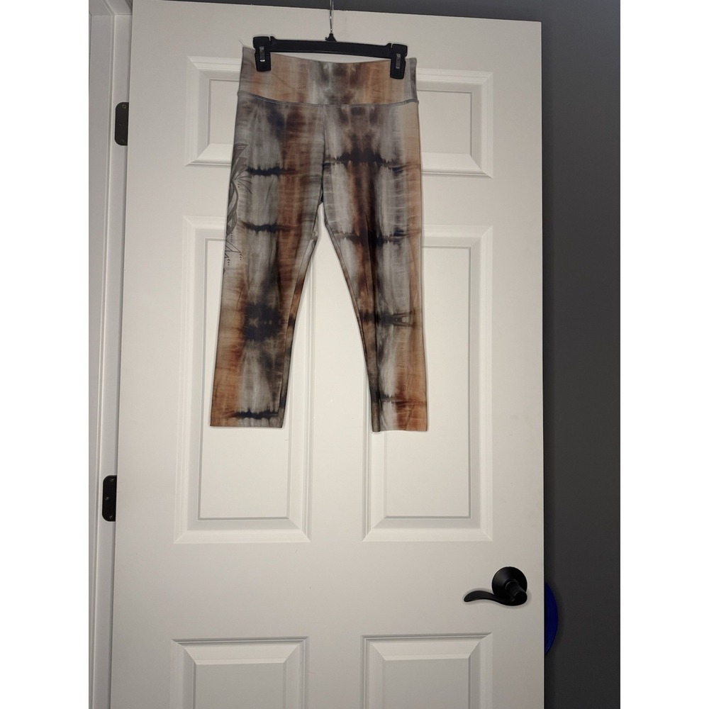 Onzie Flow Tie Dye Mantra Cropped Leggings Small/medium Copper Gray White